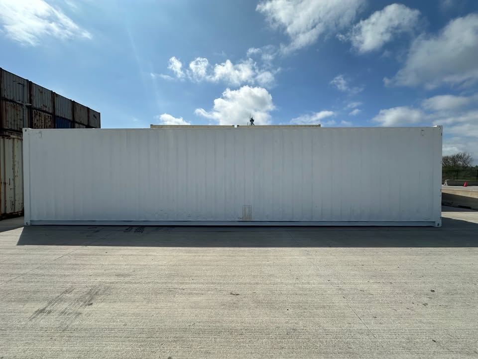 40 foot high cube painted white