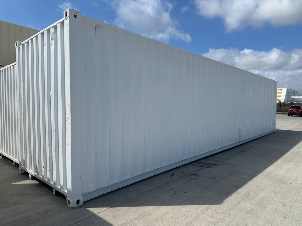 40 foot high cube painted white